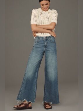 Pilcro High-Rise Wide Leg Jeans in Medium Blue Wash